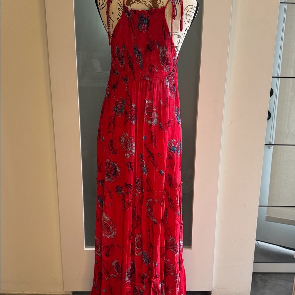 Free People Red Floral Maxi Dress